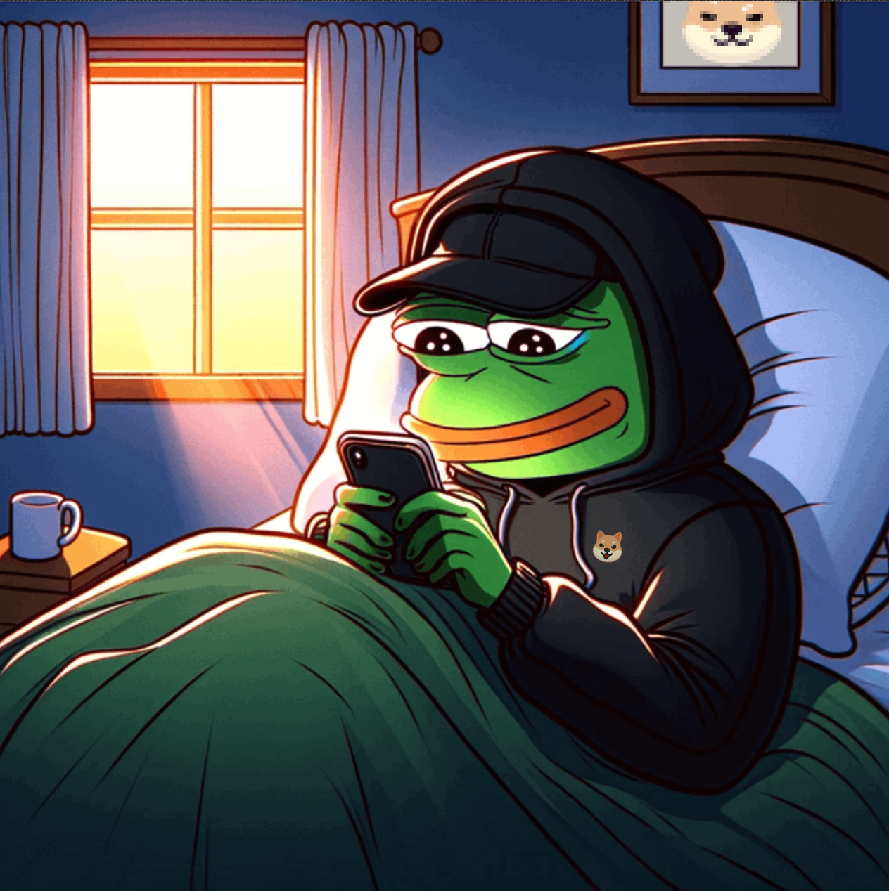 Comfy Pepe in HOKK hoodie
